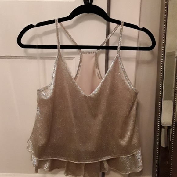 Love Culture Tops - Love Culture Platinum Ruffled Tank Top